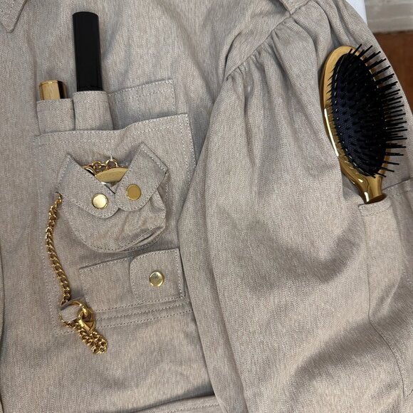 AW21 MOSCHINO Couture Jeremy Scott Beige Gabardine Survivor Kit Tools Dress - Picture 10 of 16